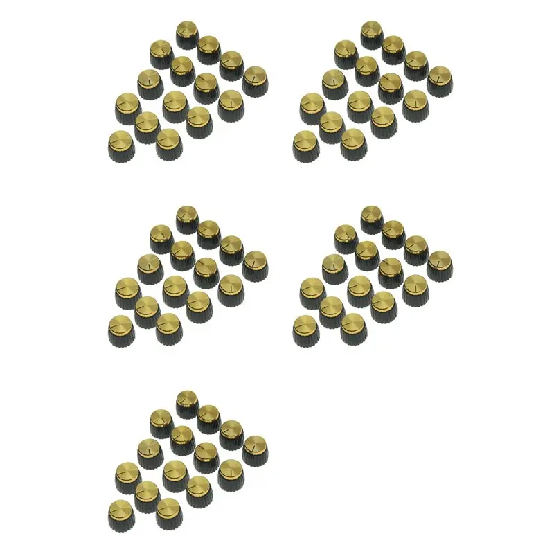 

B-Est 75Pcs Guitar AMP Amplifier Push On Fit Knobs Black With Gold Aluminum Cap Top Fits 6Mm Diameter Pots Amplifiers
