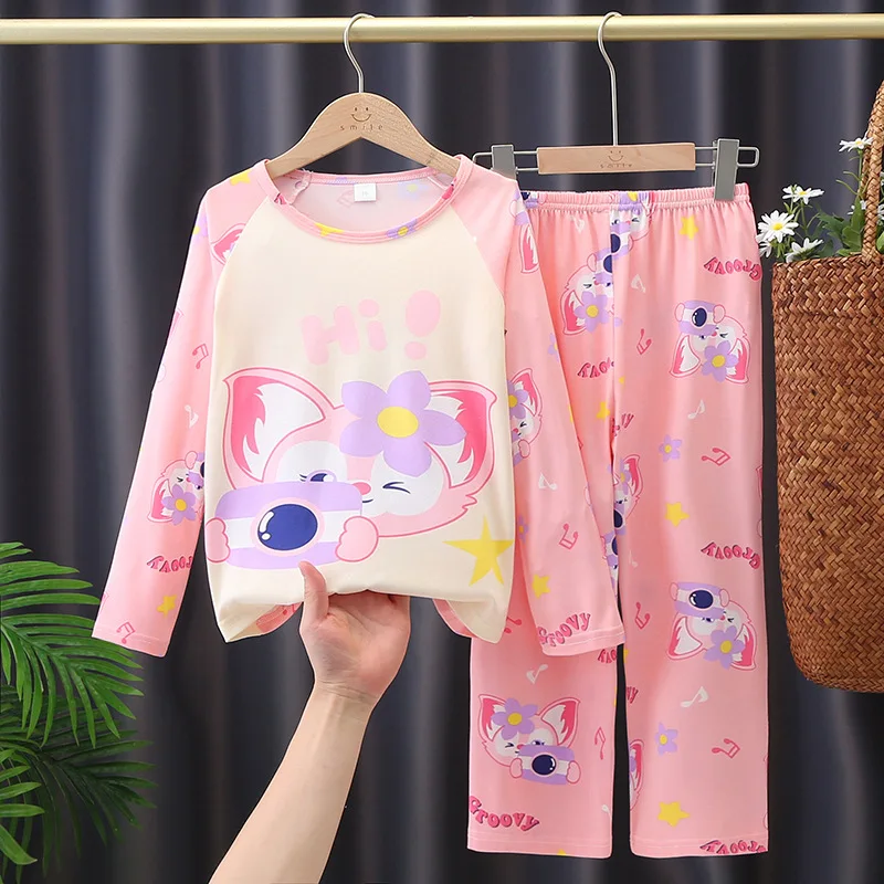 Children's Pajamas Home Clothing Set HelloKitty Cartoon Children's Long Sleeved Pajamas Spring And Autumn Long Sleeved