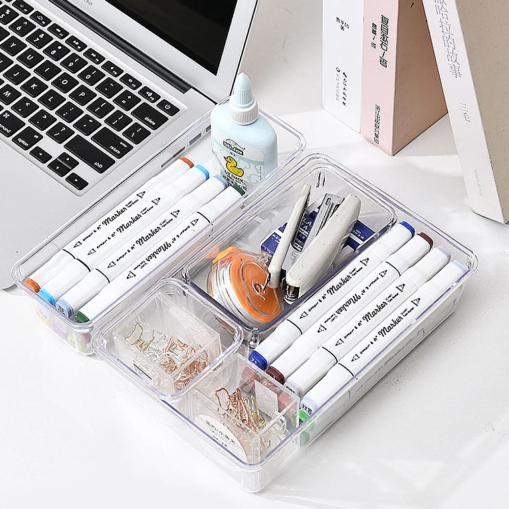 25 stücke Klar Box Lagerung Organizer Schreibtisch Kunststoff Lagerung Box Container Schublade Organizer Tisch Schmuck Box Make-Up Organizer Boxen – Detail 6