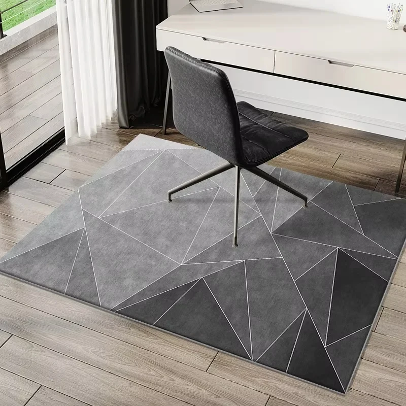 VIKAMA Modern Geometric Chair Floor Mat Office Computer Swivel Chair Mat Non Slip Wear-Resistant Bedroom Carpet Home Decoration