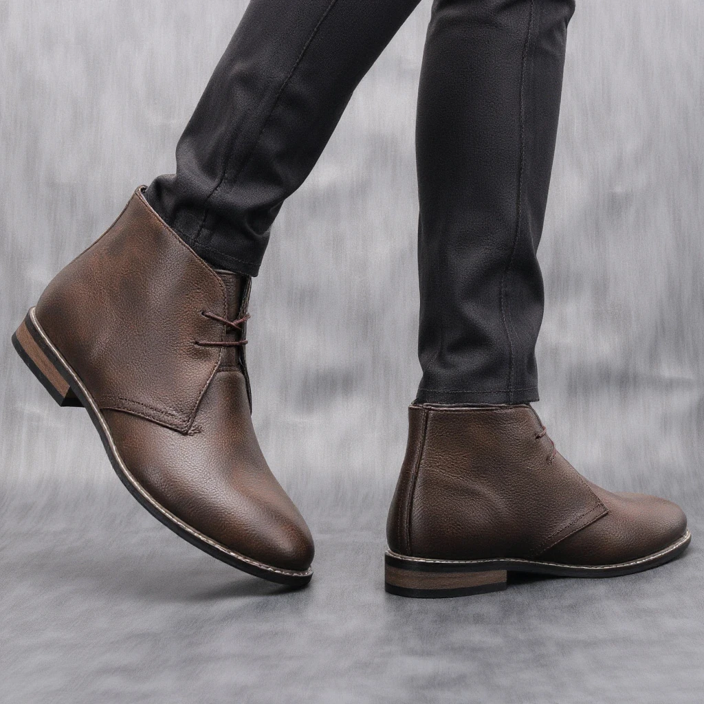 Buty męskie w stylu retro Skórzane buty Męskie botki # KD581 — zdjęcie 6