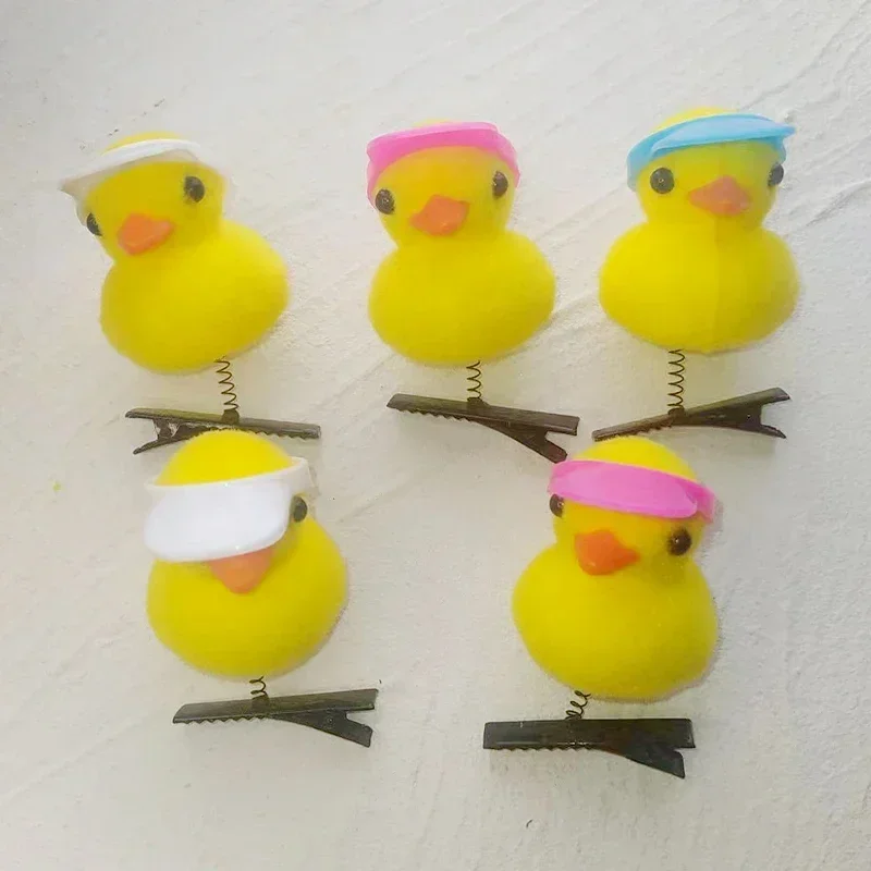 10/20/50/100Pcs/Lot Cartoon Funny Children 3D Sun hat Little Yellow Duck Plush Hairpin Fashion DIY Duckbill Clip Accessories