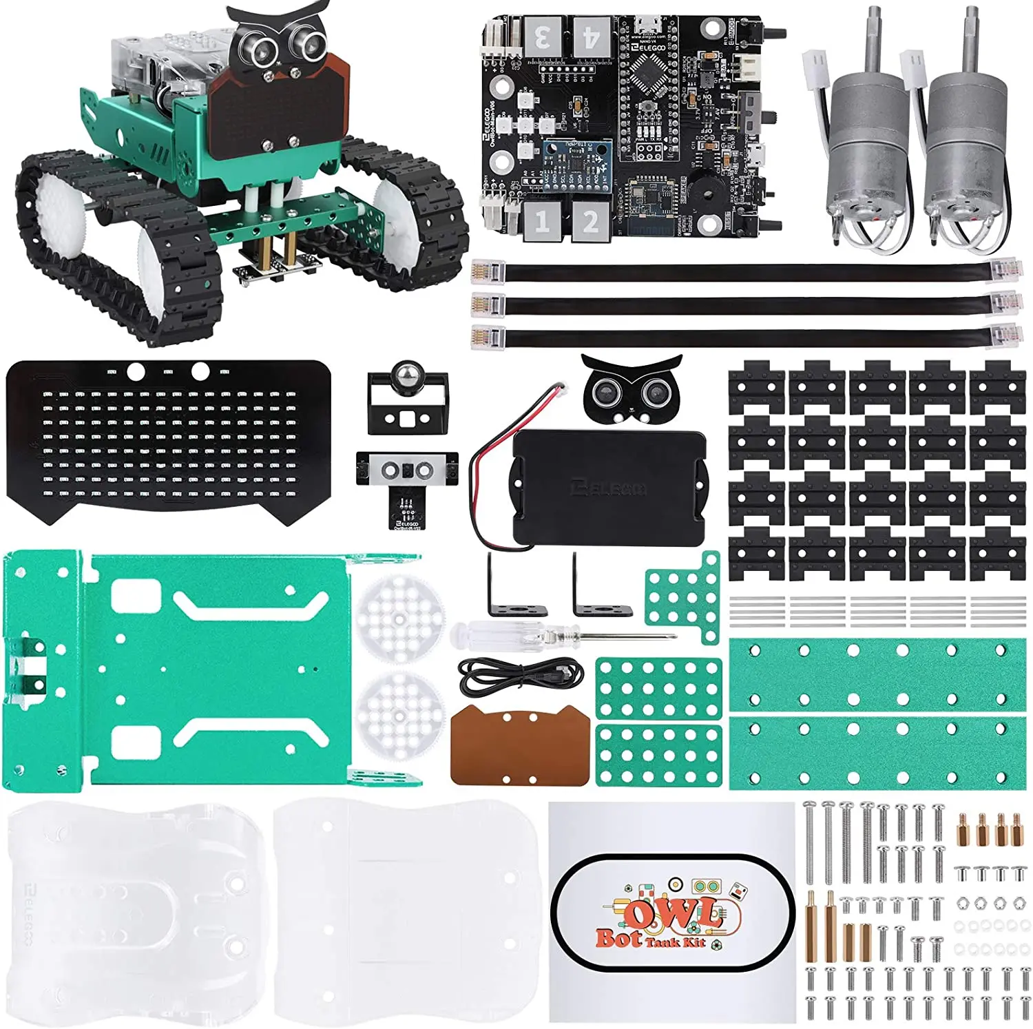 ELEGOO Owl Smart Robotic Car Kit V2.0 with Nano V4,Line Tracking Module,Infrared Photoelectric/Ultrasonic Sensor,Arduino Toy Car