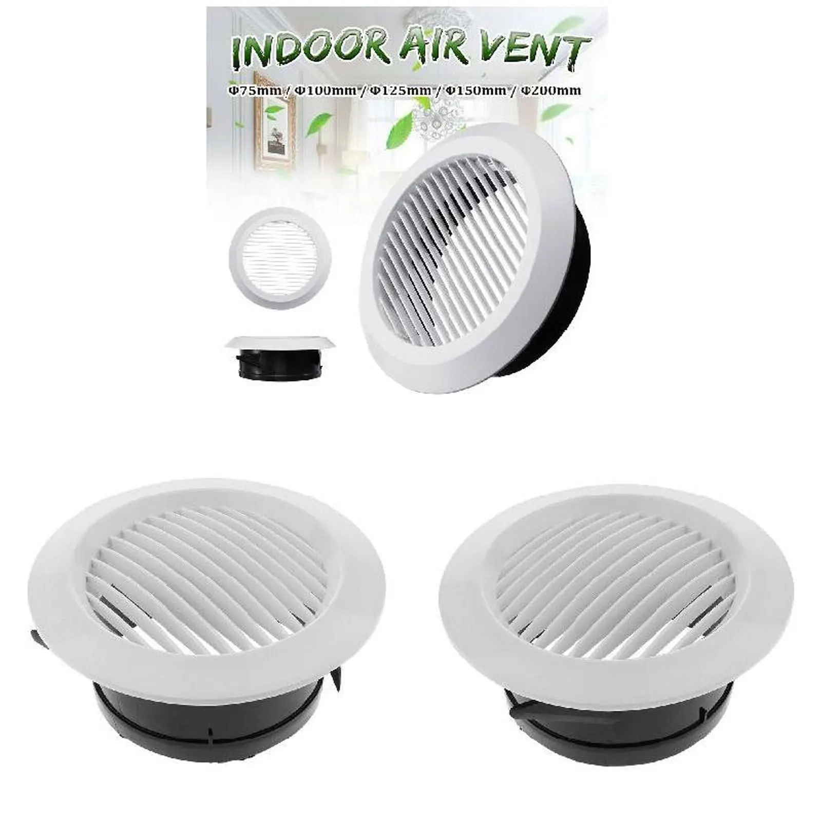 100/125/200mm Air-Vent Grille Circular Easy to Install ABS Louver Grille Cover for Room Ventilation Accessories