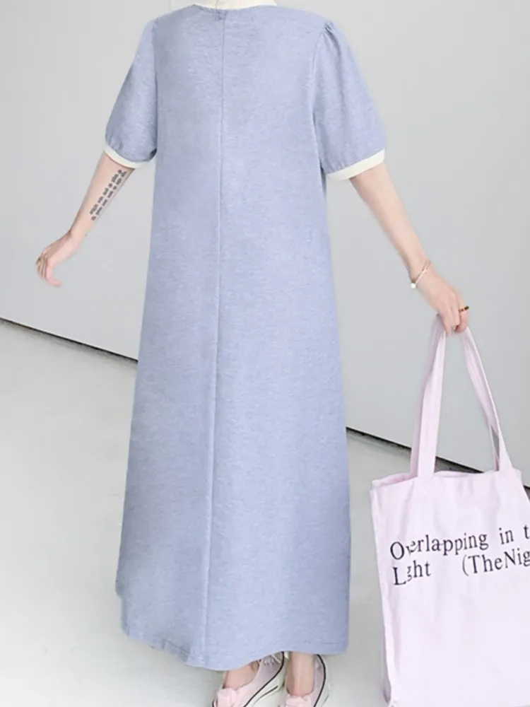 Summer Plus Size Shirt Dress Women Korean Edition Loose Solid POLO Neck Short Sleeve Ladies A-line Dresses Vestidos