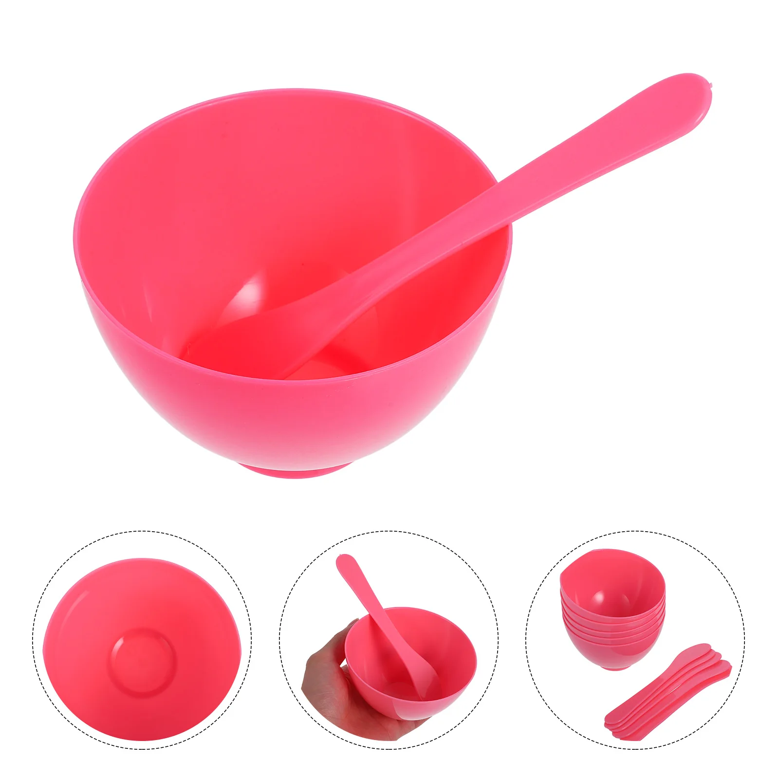 Juego de 5 cuencos para mezclar Facial, herramientas de bricolaje de plástico rosa, herramienta para máscara Diy, salón, ligero, portátil, fácil de limpiar, artesanía
