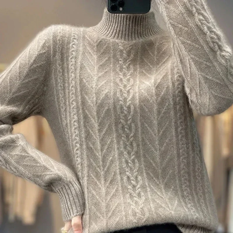 Hiver nouvelles femmes pull ample décontracté Chic cachemire surdimensionné épais pull pulls femme à manches longues vêtements 2025