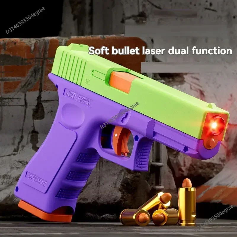 Blowback Laser Gun Manual Pistol Shell Throwing Toy Guns Soft Bullet pistolas Launcher Dual Mode for Adult Children Outdoor Game