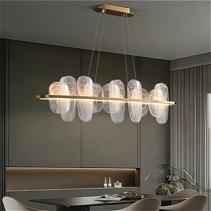 Luxury Creative Glass High-end LED Pendant Lights Round Rings Copper Chandelier Home Decor for Bedroom Dinning Living Room Lamps