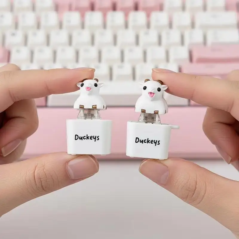 1Pcs Kitten Sheep Keycap Keychain Luminous Sounding Stress Relief Creative Fidget Toy Portable Electronic Pendant For Adult