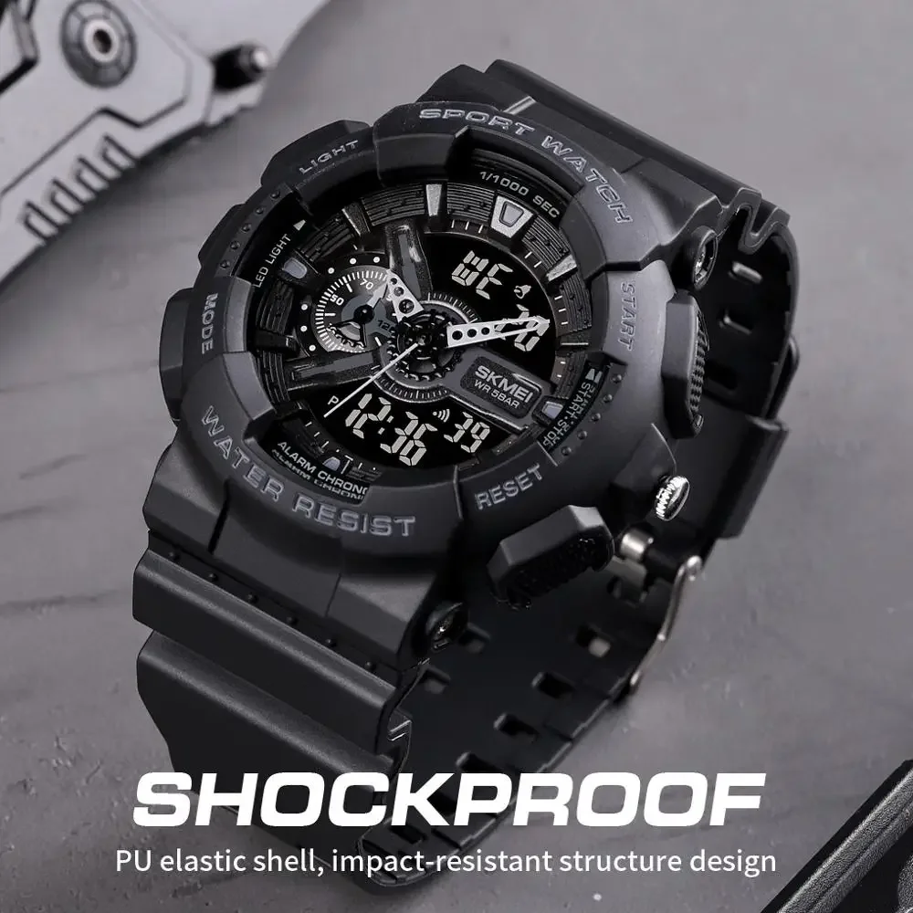 SKMEI Youth Sport Digital Watch Men Shockproof Waterproof Dual Wristwatches LED Chrono Alarm Clock Mens Watches Cool Hour vogue