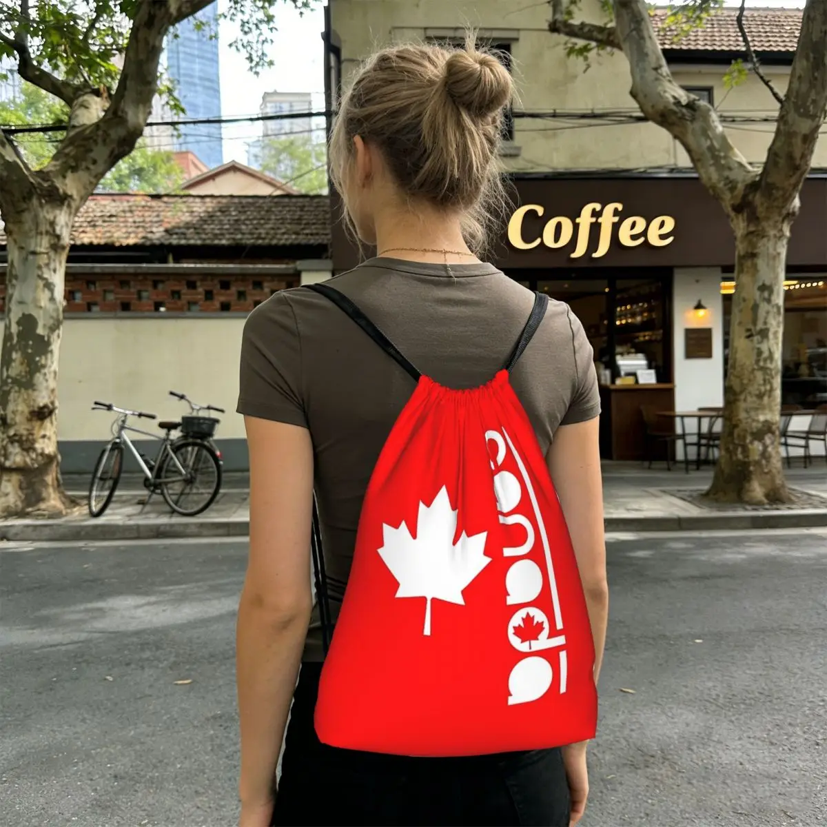 Canada Flag National Culture Backpacks Multi-function Drawstring Bundle Pocket Sports Bag Book Bags for Travel School