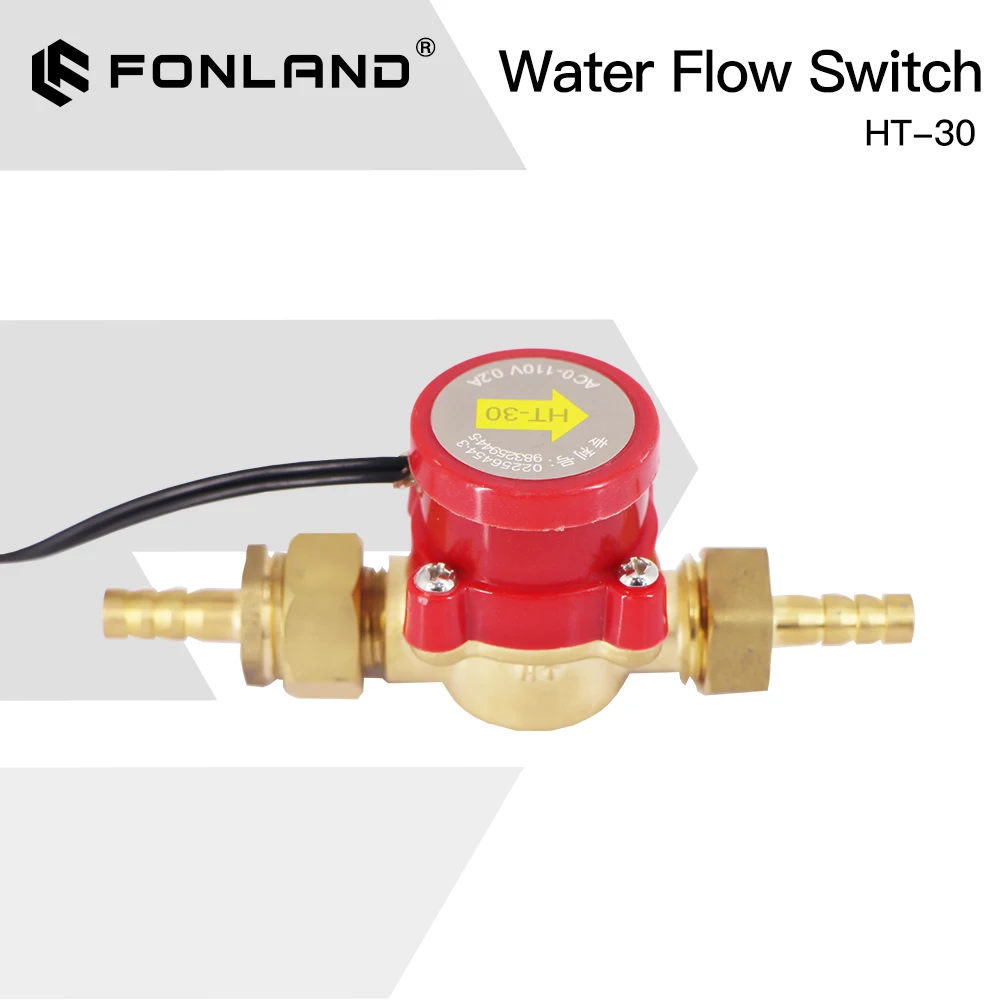 

Fonland Water Flow Switch Sensor 8/10/12mm HT-30 Protect for CO2 Laser Engraving Cutting Machine Fast Shipping