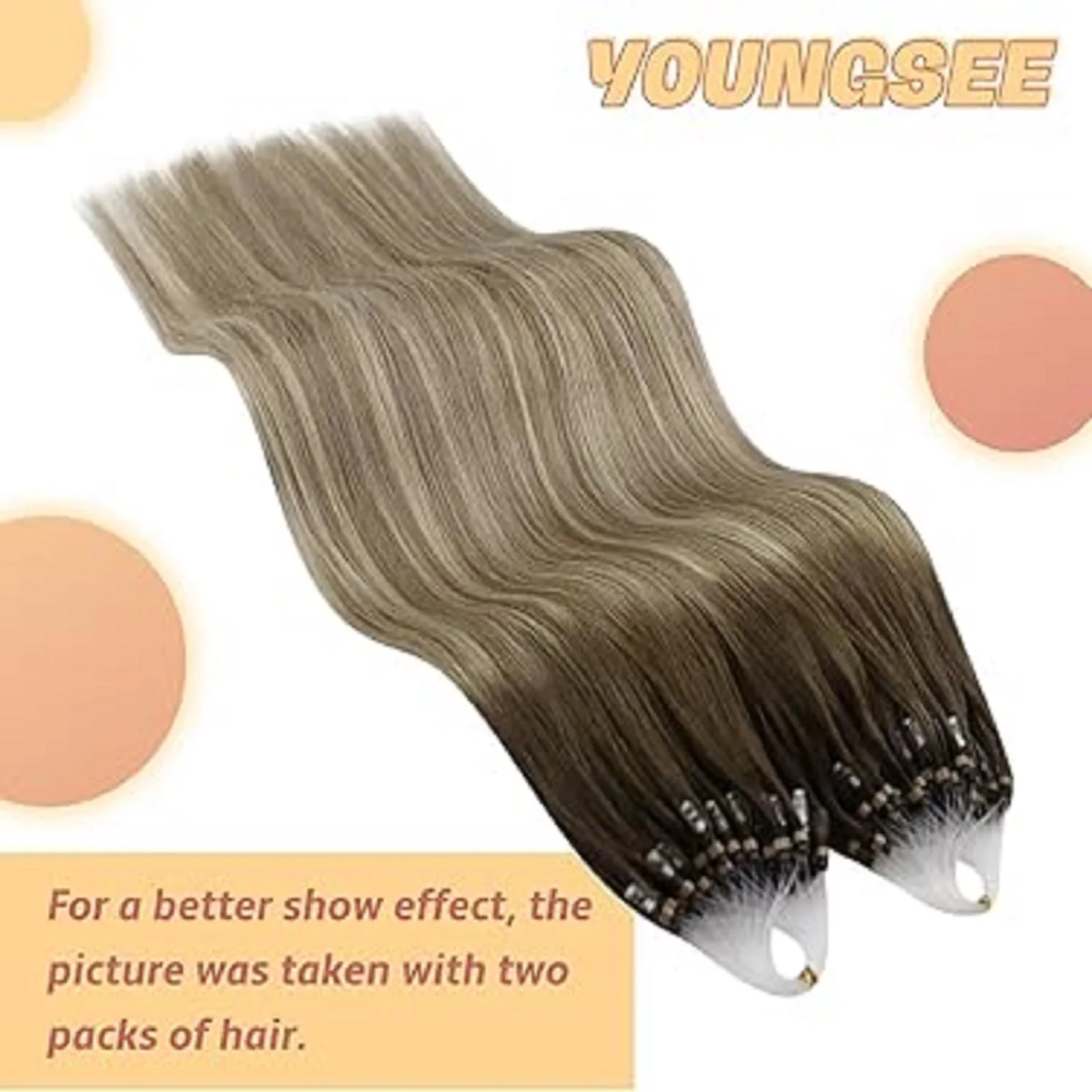 YoungSee Micro Loop Hair Balayage Color Real Human Hair Invisible Natural Hair Extension Brazilian Hair 14-24Inch 50G