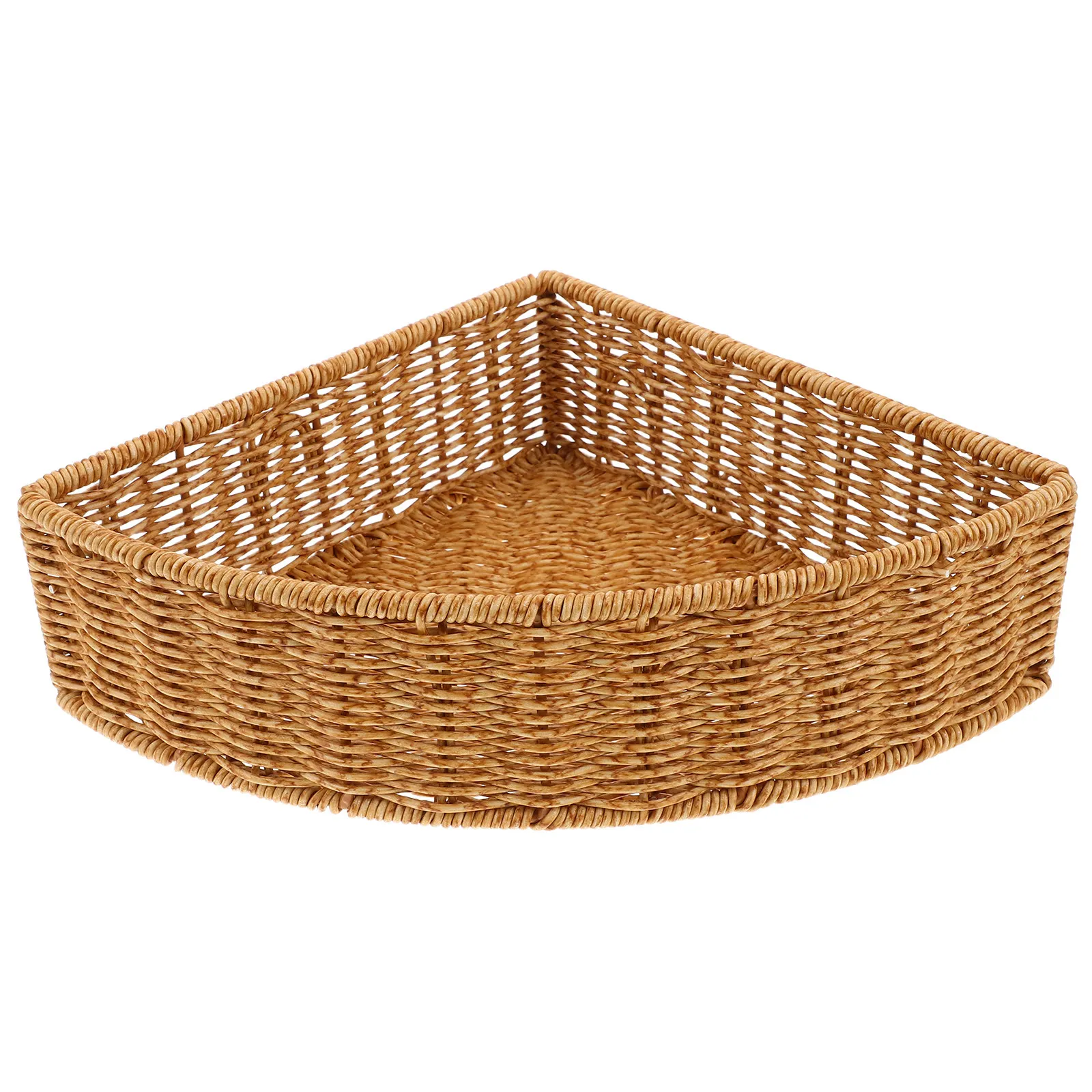 

Fan Shaped Corner Triangle Basket 25Cm Imitation Rattan Woven Bin Triangle Storage Basket Bathroom Closet Shelf Organizer