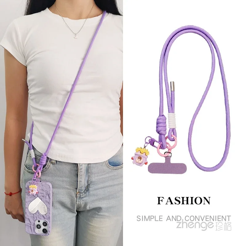 

Подвесной ремешок для телефона через плечо с регулируемым ремешком для путешествий на открытом воздухе, длинный ремешок для чехла с подвеской в виде милого ребенка из мультфильма