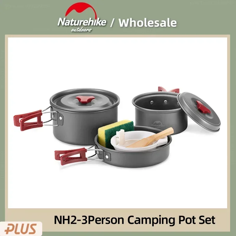 

Naturehike Outdoor Portable Ultralight Pot Set Camping Picnic Aluminum Alloy Tableware Camping Cookware Set Frying Pan Fryer Wok