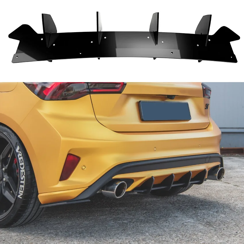 

Rear Diffuser Bumper Splitter Chin Spoiler Lower Lip For Ford Focus ST MK4 2018 2019 2020 2021 Body Kit car assecories