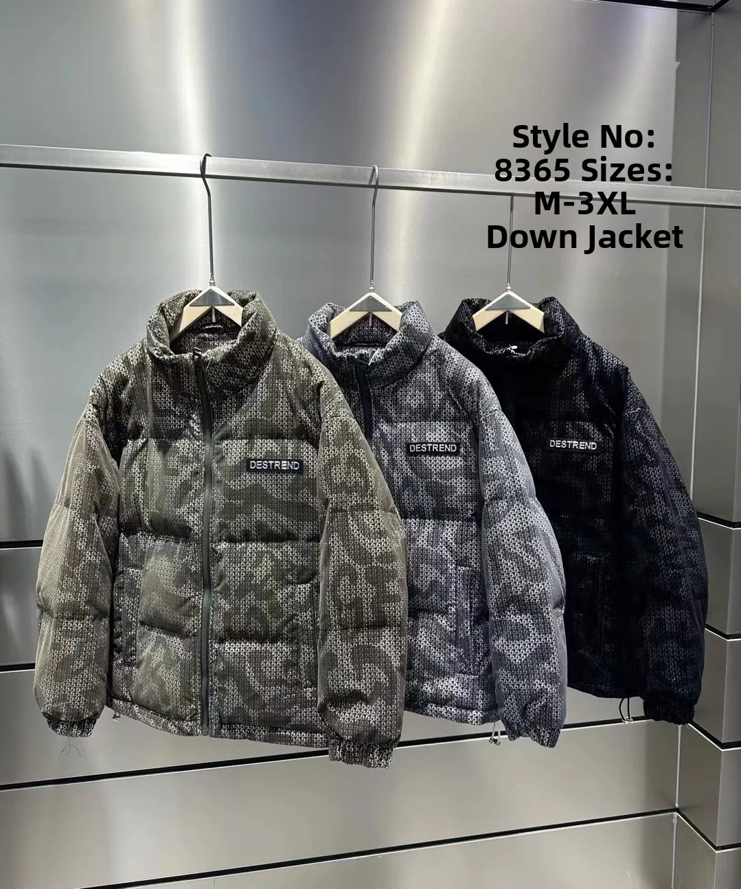 

Thickened Stand Collar Duck down Jacket for Couples Youth Popular Printed Women's Winter Outerwear Polyester Fiber 100%