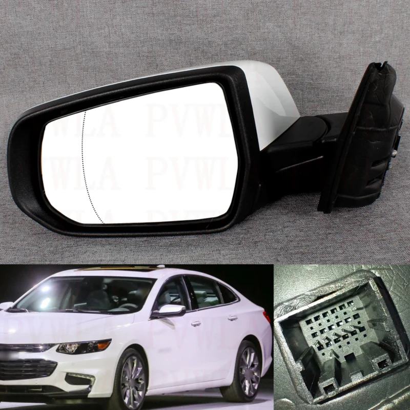 

Left Side 7Pins White Painted Heated Power Adjust Blind Line Turn Lamp Mirror For Chevrolet Malibu 2016 2017 2018 2019 2020 2021