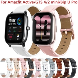 Pulseira de couro para Amazfit GTS 4 2 Mini, pulseiras de relógio para Amazfit Bip 3 U Pro GTR Mini, pulseira de relógio 20mm