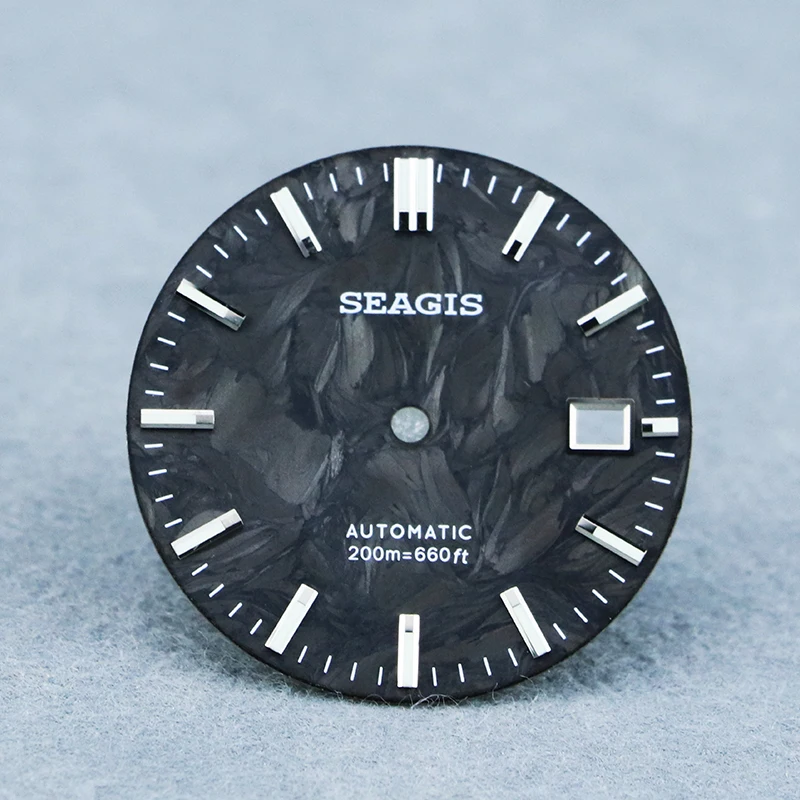 

Циферблат SEAGIS из углеродного волокна, 31,5 мм, для роскошного водонепроницаемого дайверского корпуса PRX, подходит для механизма NH35, синий люминесцентный циферблат.