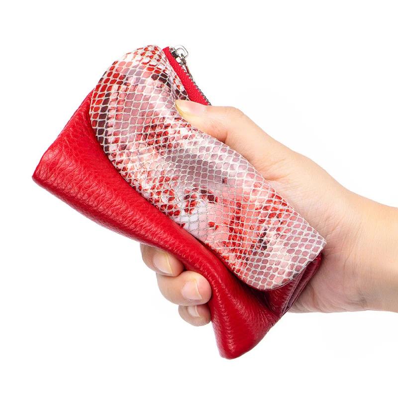Western Cowhide Leather Multifunctional Snake Pattern Women Wallet Fashion Multi-card Slots Purse for Ladies