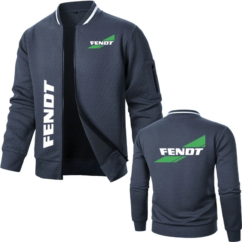 

Men's Long Sleeve Sweatshirt Zipper jacket Fendt print Plaid design baseball jacket Sportswear fleece cotton Casual Jacket