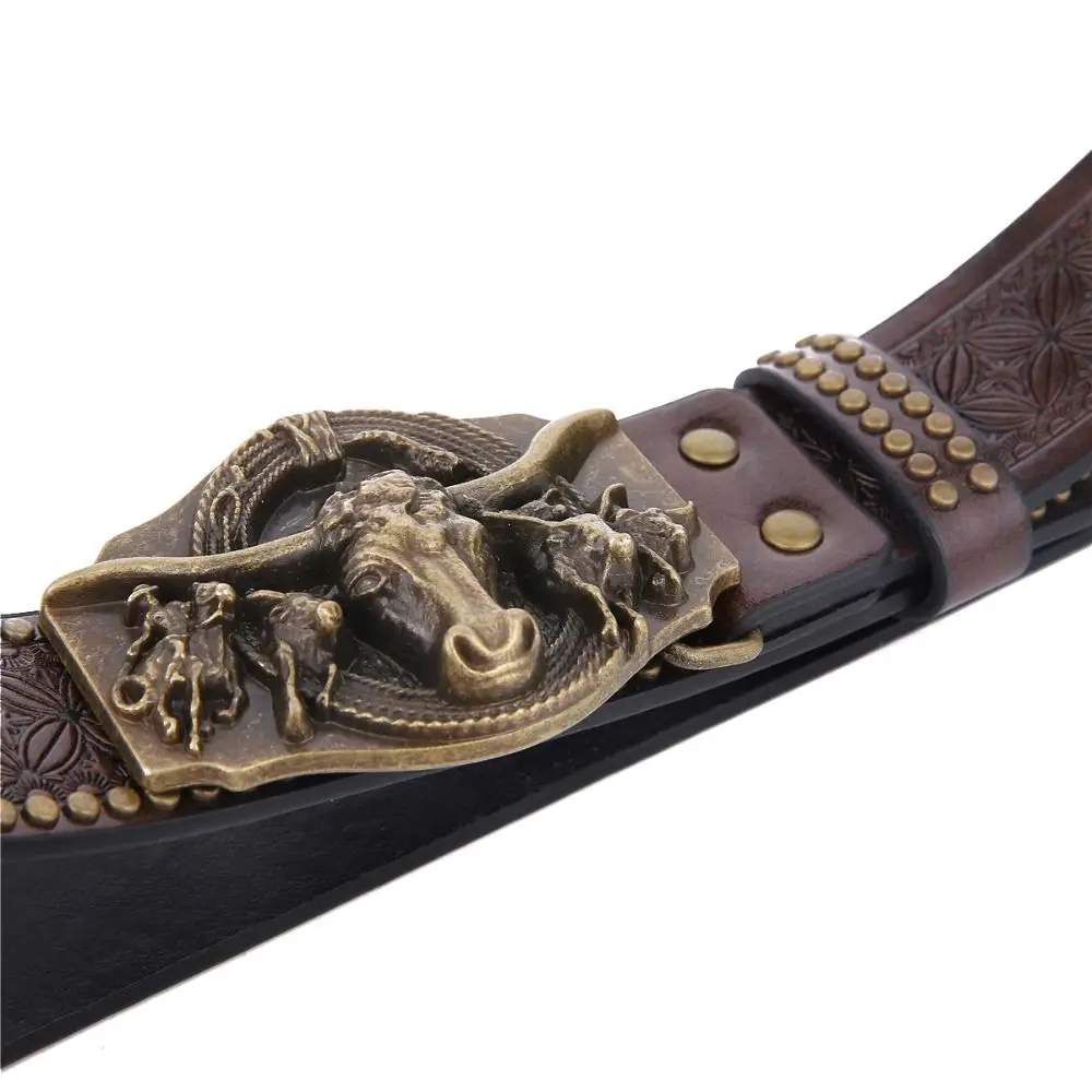 Modischer Western Cowboy Herren PU-Ledergürtel Luxuriöses Design Trendige Marke Business Casual Gürtel für Jeans und Hosen – Detail 8