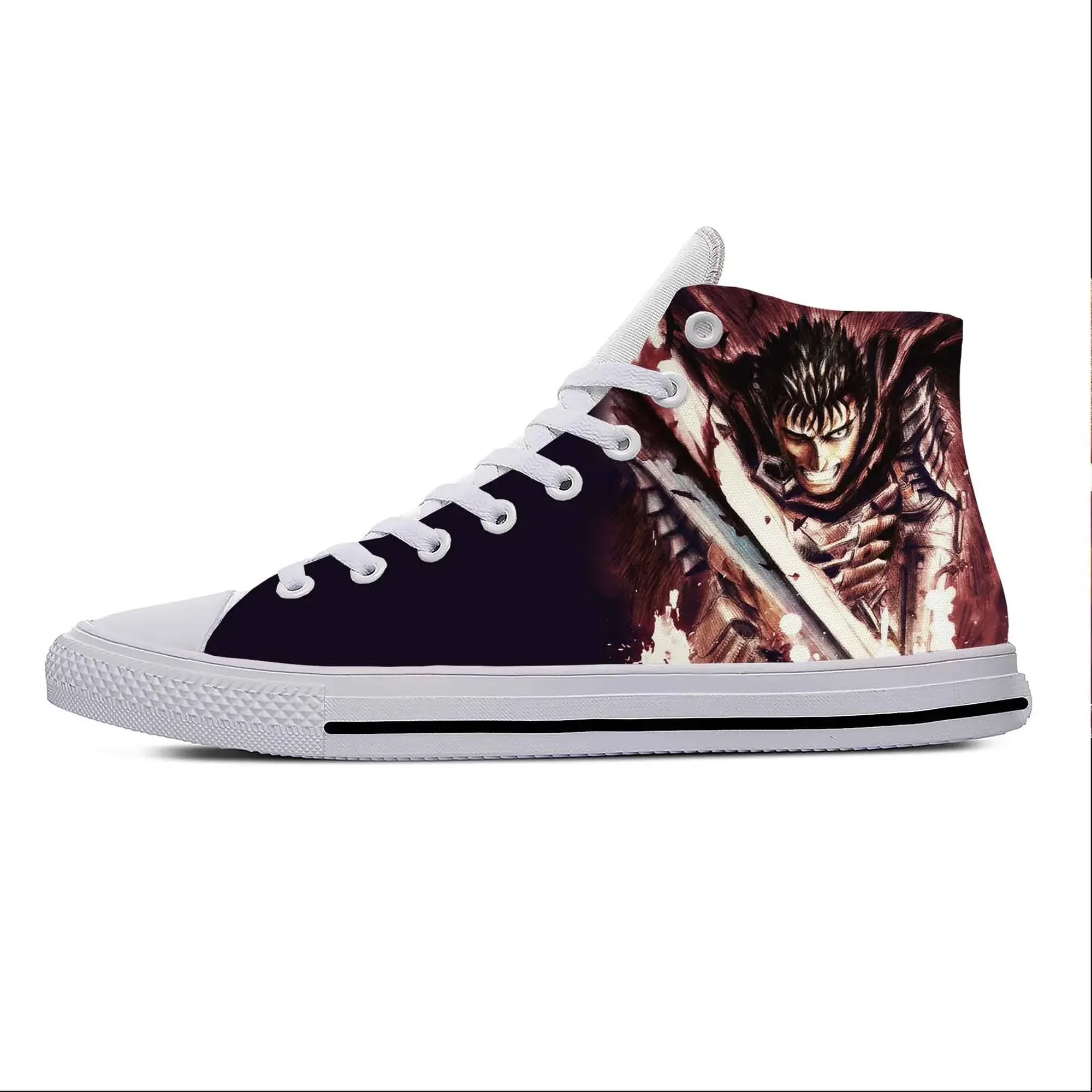 Anime Manga Cartoon Berserk Guts Black Swordsman Casual Cloth Shoes High Top Lightweight Breathable 3D Print Men Women Sneakers