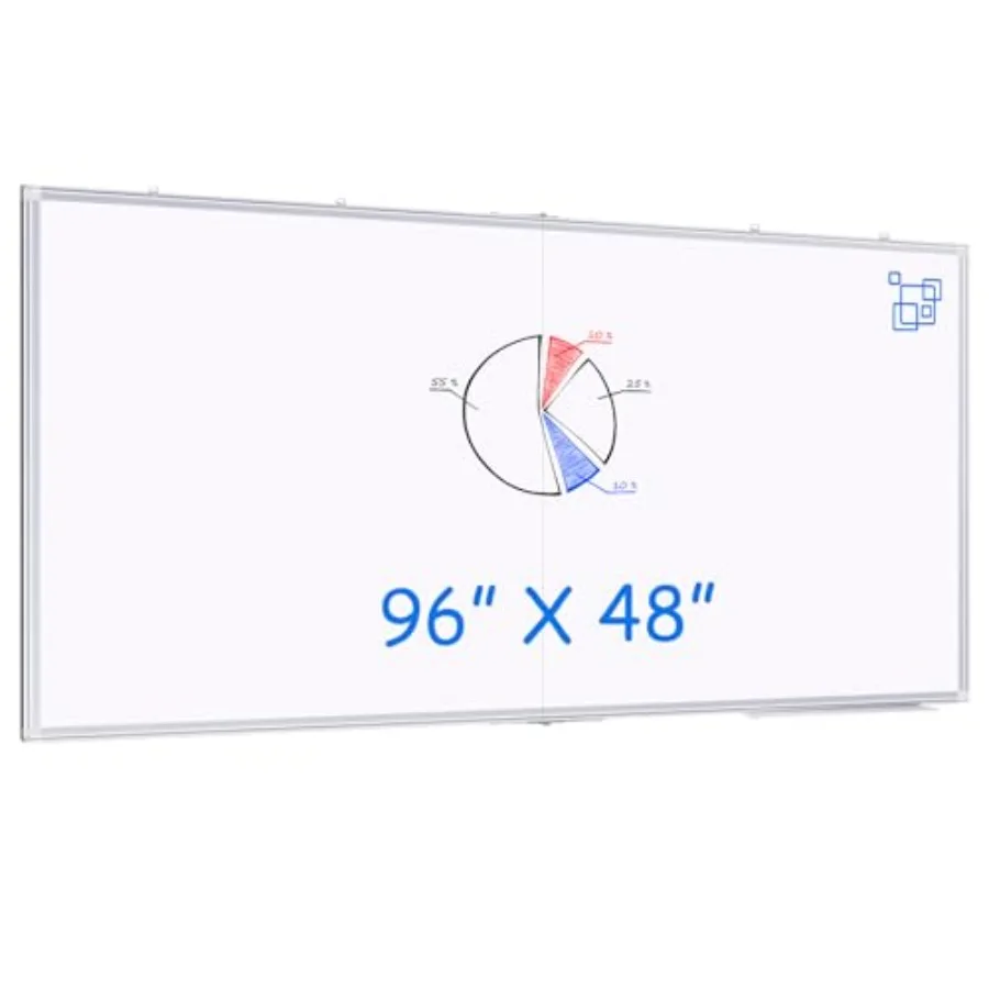 

Магнитная доска для сухого стирания 96 x 48 дюймов (4 x 8 дюймов), большая белая доска для стены, складная, настенная, алюминиевая.