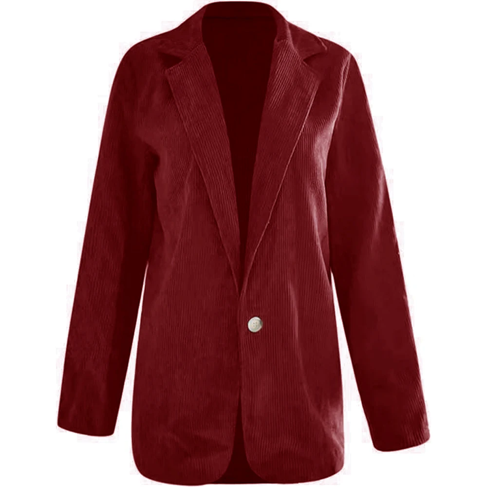 Cord jacke Damen anzug Blazer koreanischen Stil Ein Knopf Herbst Winter lange Ärmel lässig Damen maßge schneider ten Kragen Mantel