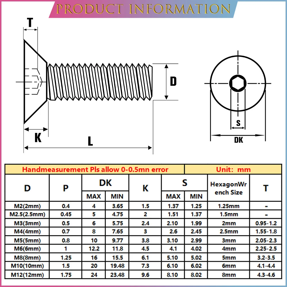 M3M4M5M6 DIN912/ISO7380/DIN7991 Hex Screw Black Carbon Steel/Nylon Machine Screws Allen Outside Hex Metric Threaded Screws Bolts