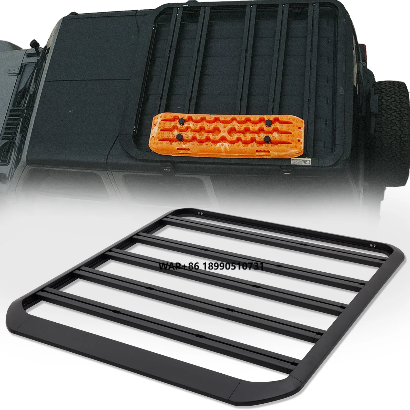 

Aluminum Black Powder Coated for 2018-2024 Jeep Wrangler JL Gladiator JT Roof Rack Luggage Platform 100kg+ Portable