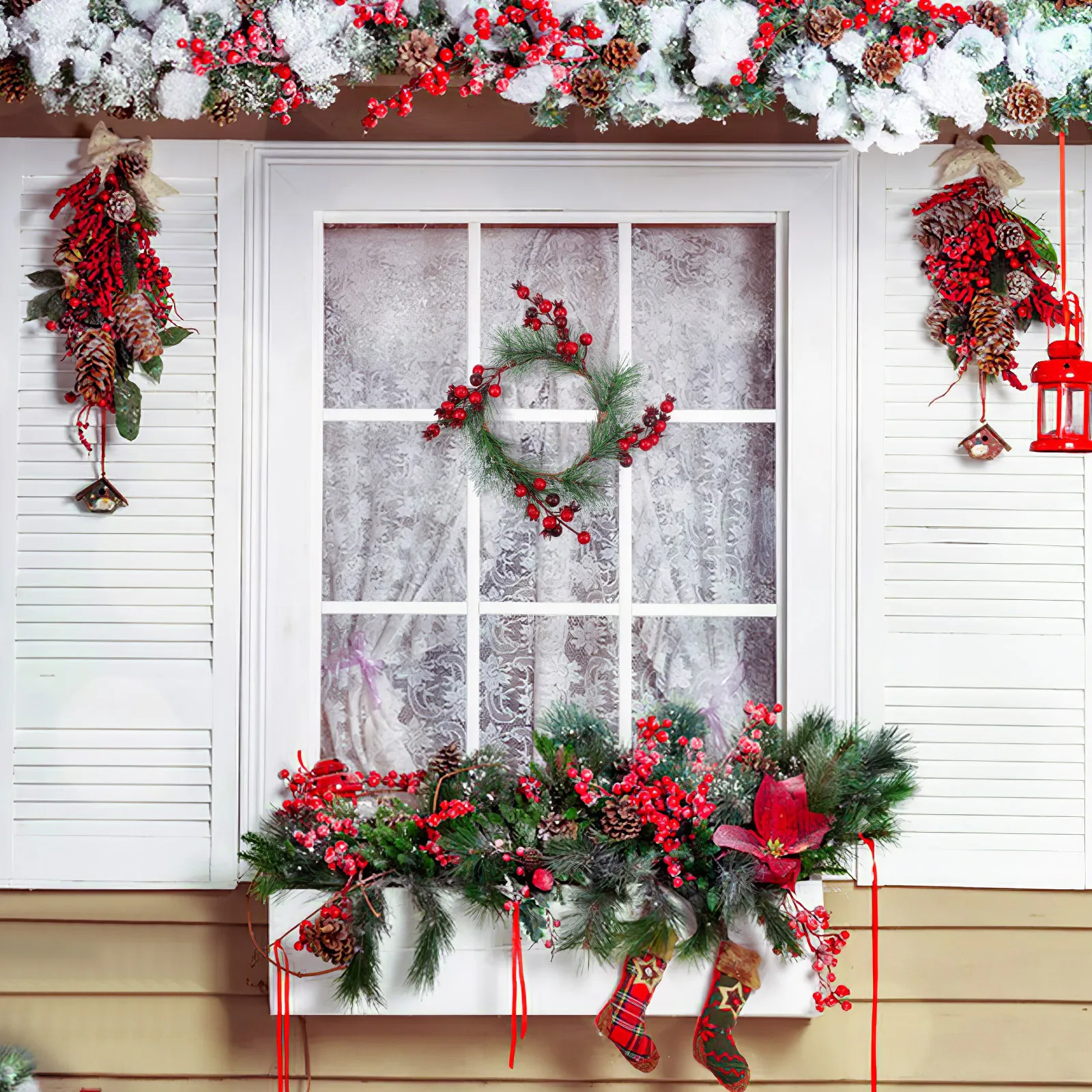 

Resin Artificial Berry Wreath Door Wall Hanging Wedding Home Party Decorative Garland Fake Swag Pomegranate Style
