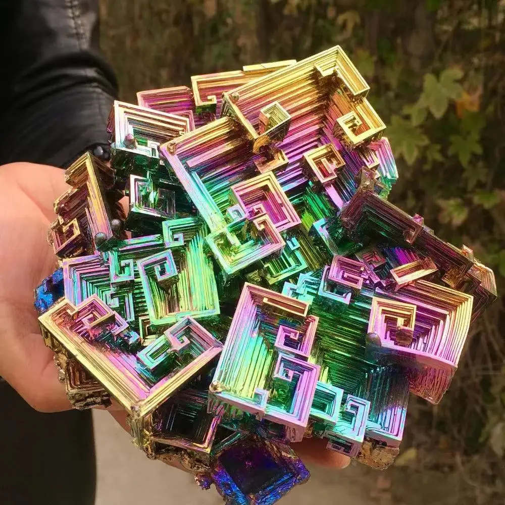 Bismuth Crystals Bismuth Bi Metal Crystal Rainbow Bright Metal Mineral Block Hole