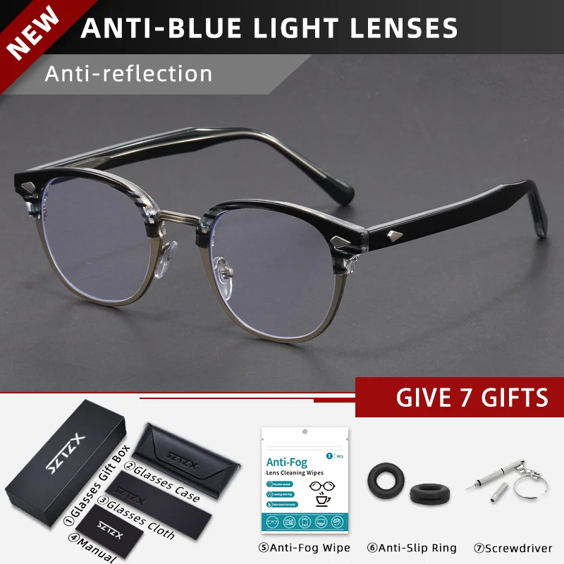 SZTZX Retro Square Frame Reading Glasses 4