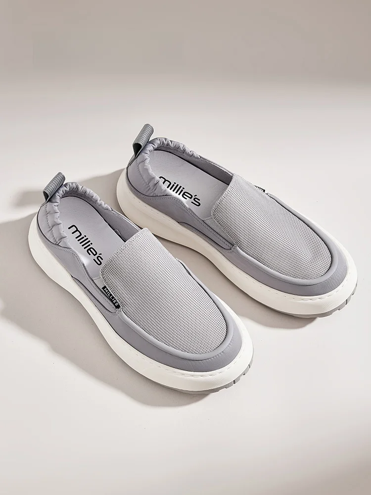 

Мужская повседневная парусиновая обувь Millie's Slip-On oes, дышащая легкая летняя обувь, модная резиновая подошва с круглым носком