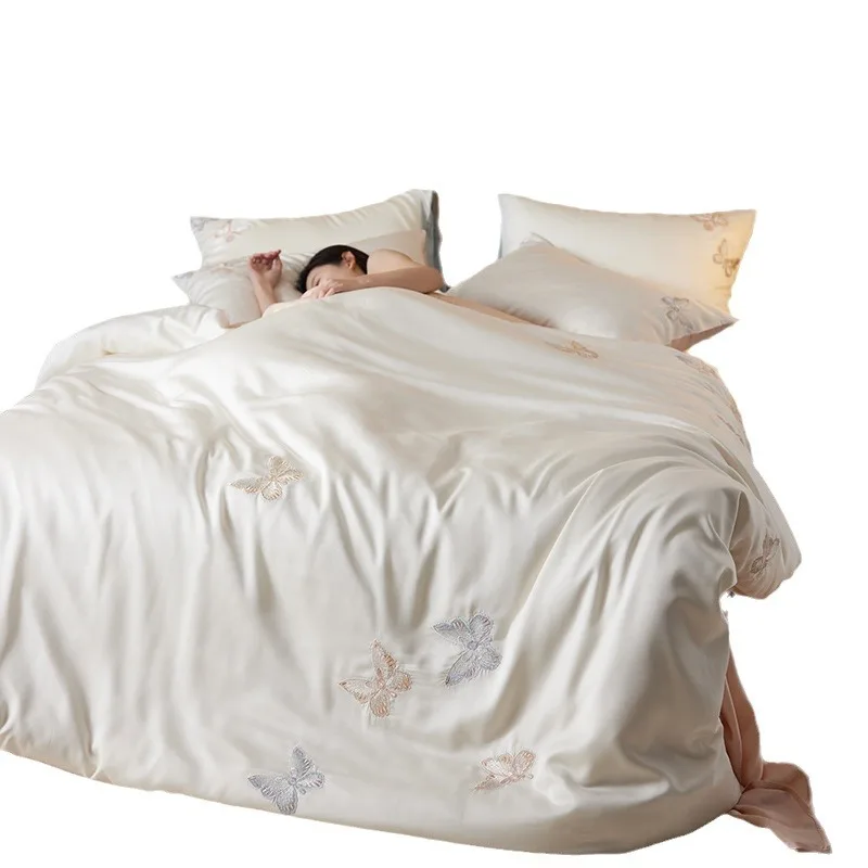 

Tencel, four piece set, butterfly, embroidery, ice silk, cool feeling, skin friendly