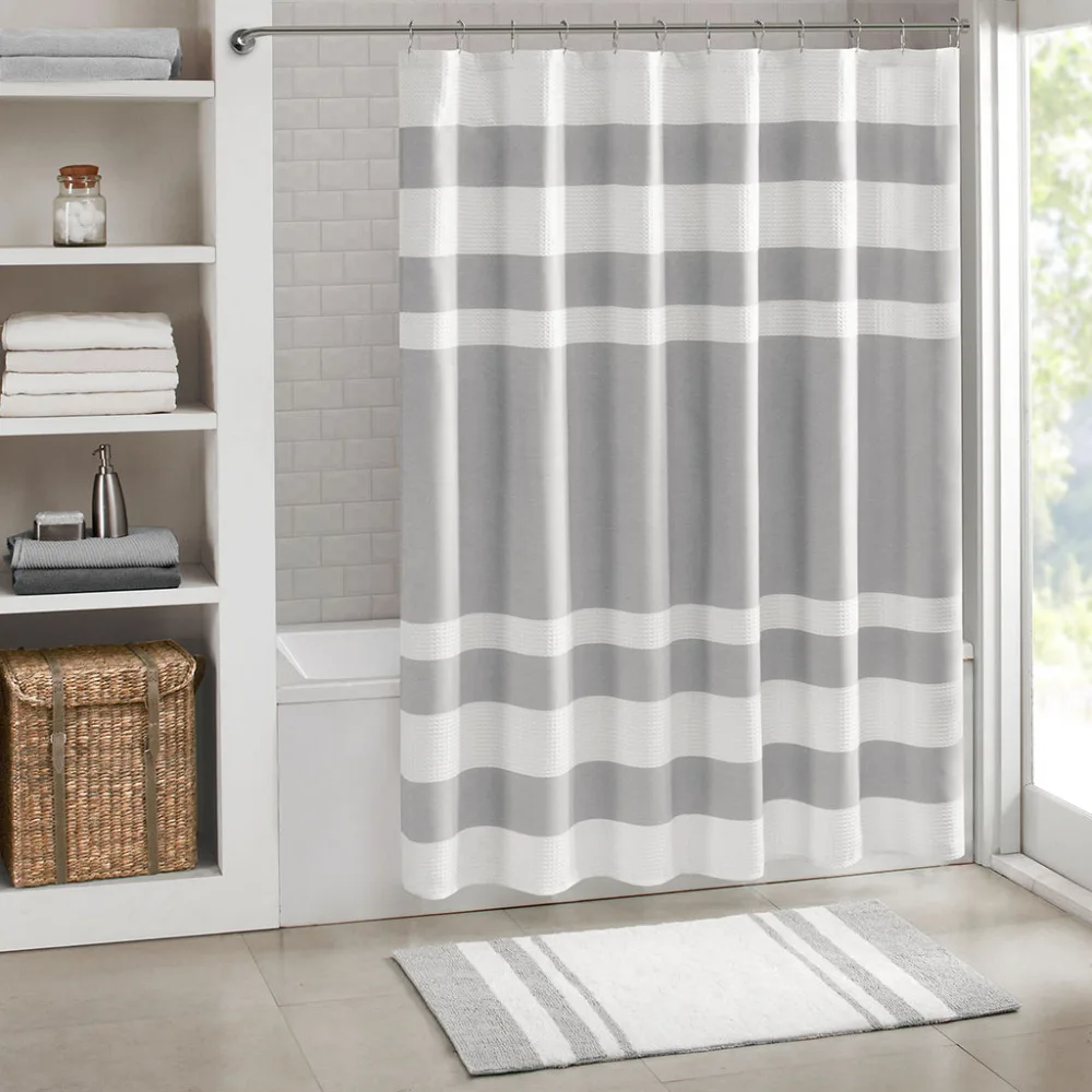 Shower Curtain with Elegant Design and 3M Waterproof Treatment Curtain Easy to Install and No Drilling Needed