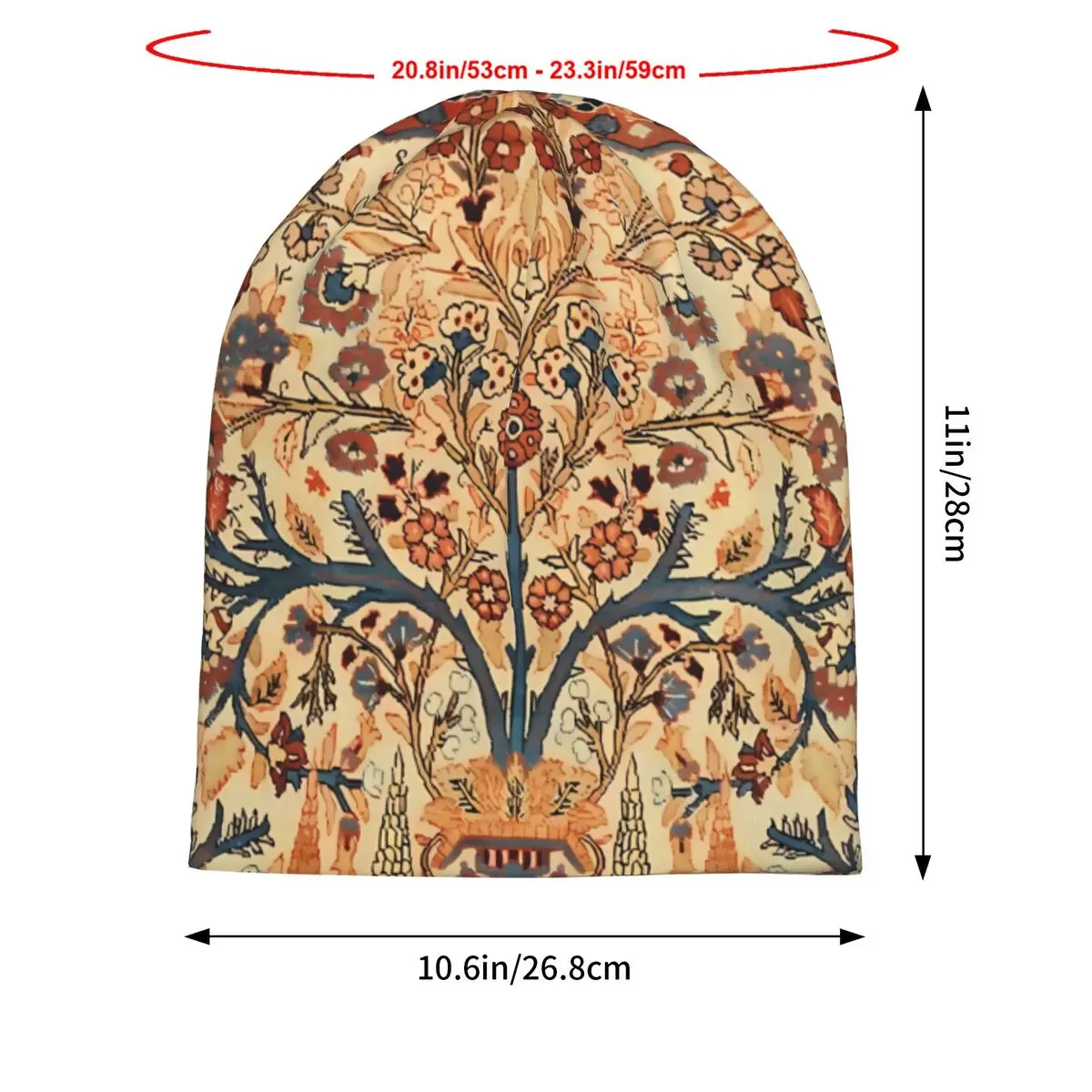 Tree Of Life PersianPrint Bohemian Antique Persian Tabriz Beanies Caps Hat Fashion Bonnet Hats Men