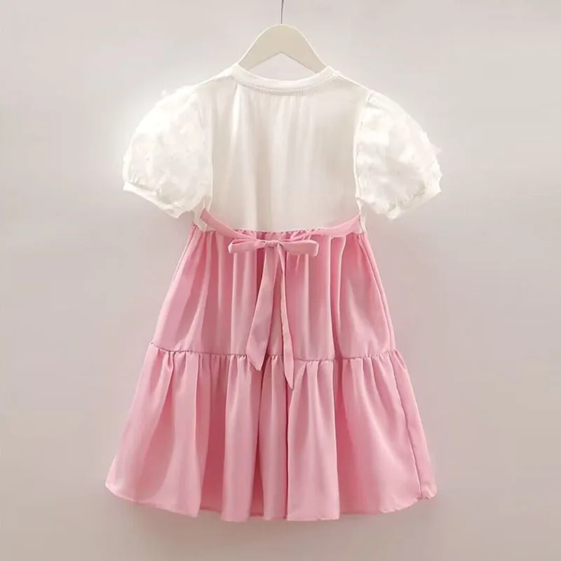 Vestido de Anime Sanrioed Kuromi para niñas, ropa de manga corta a la moda, vestido de princesa dulce, Vestidos coreanos de dibujos animados, regalo de verano