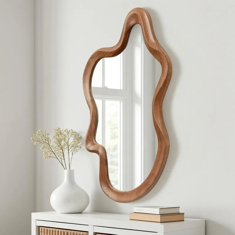 

French special-shaped solid wood tempered mirror household full-body mirror bedroom wall-mounted high-end full-length