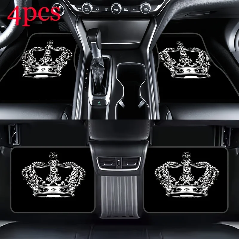 4pcs Suitable For All Car Models, Diamond Crown Pattern Car Mats Available For Selection, All-Season Car Floor Mats With Non-Sli