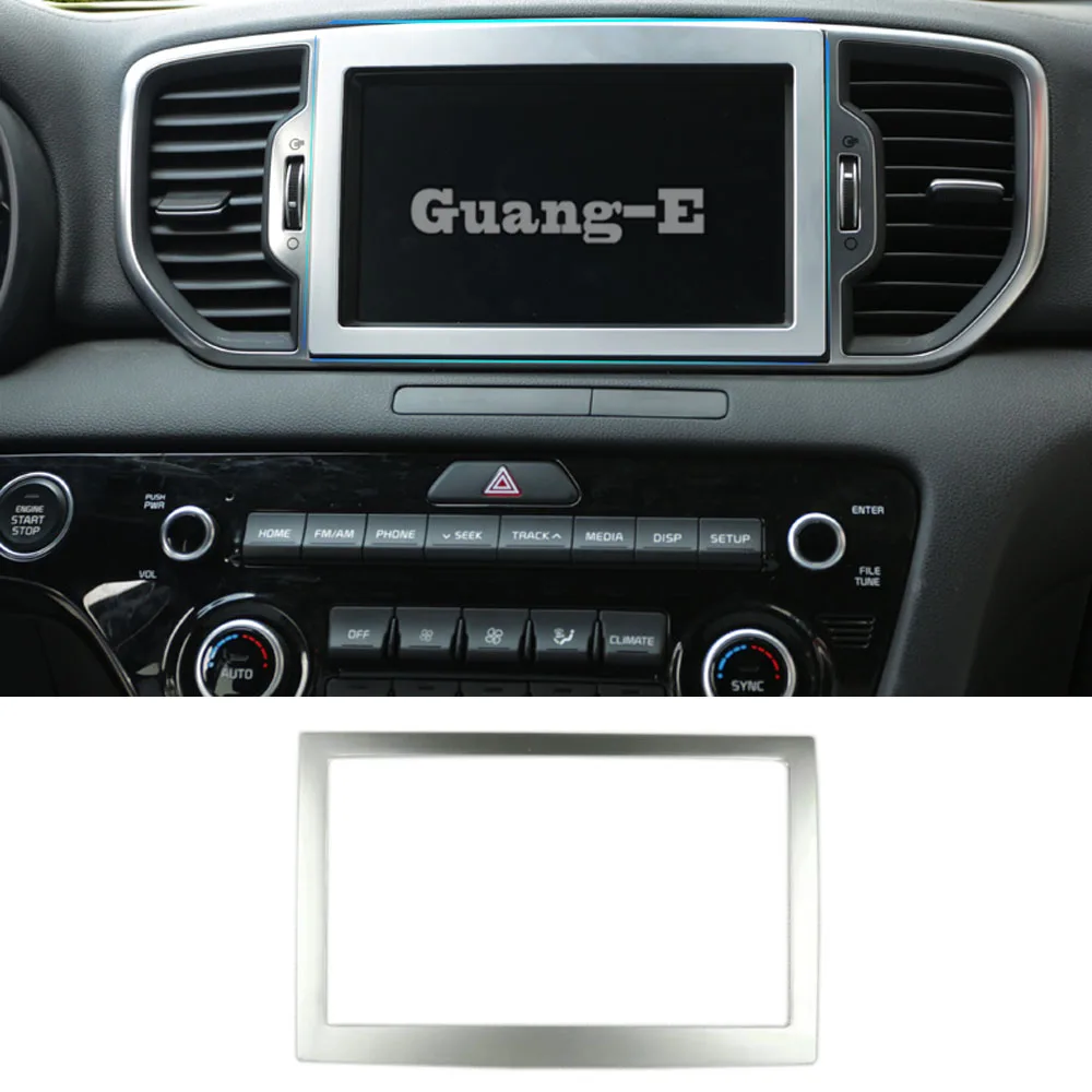 

Высокое качество для Kia KX5 Sportage 2016 2017 2018, автомобильный Стайлинг, навигационная панель, центральная рамка, АБС-пластик, серебристый, матовый чехол, палка