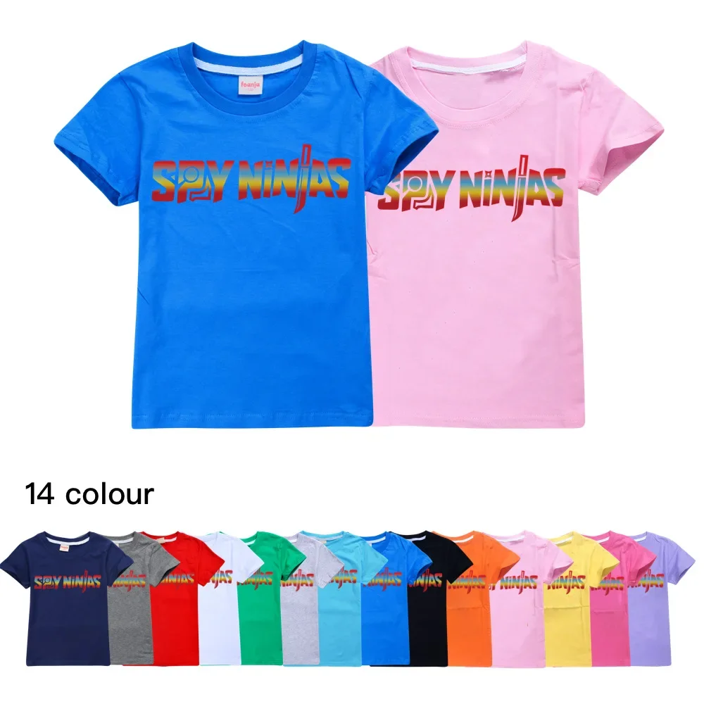 

SPY NINJA Girls Short-sleeved T-shirts Children's Summer Cotton Casual Tops Kids Clothes Boys 2 To 16 Youth Clothing Graphic Tee