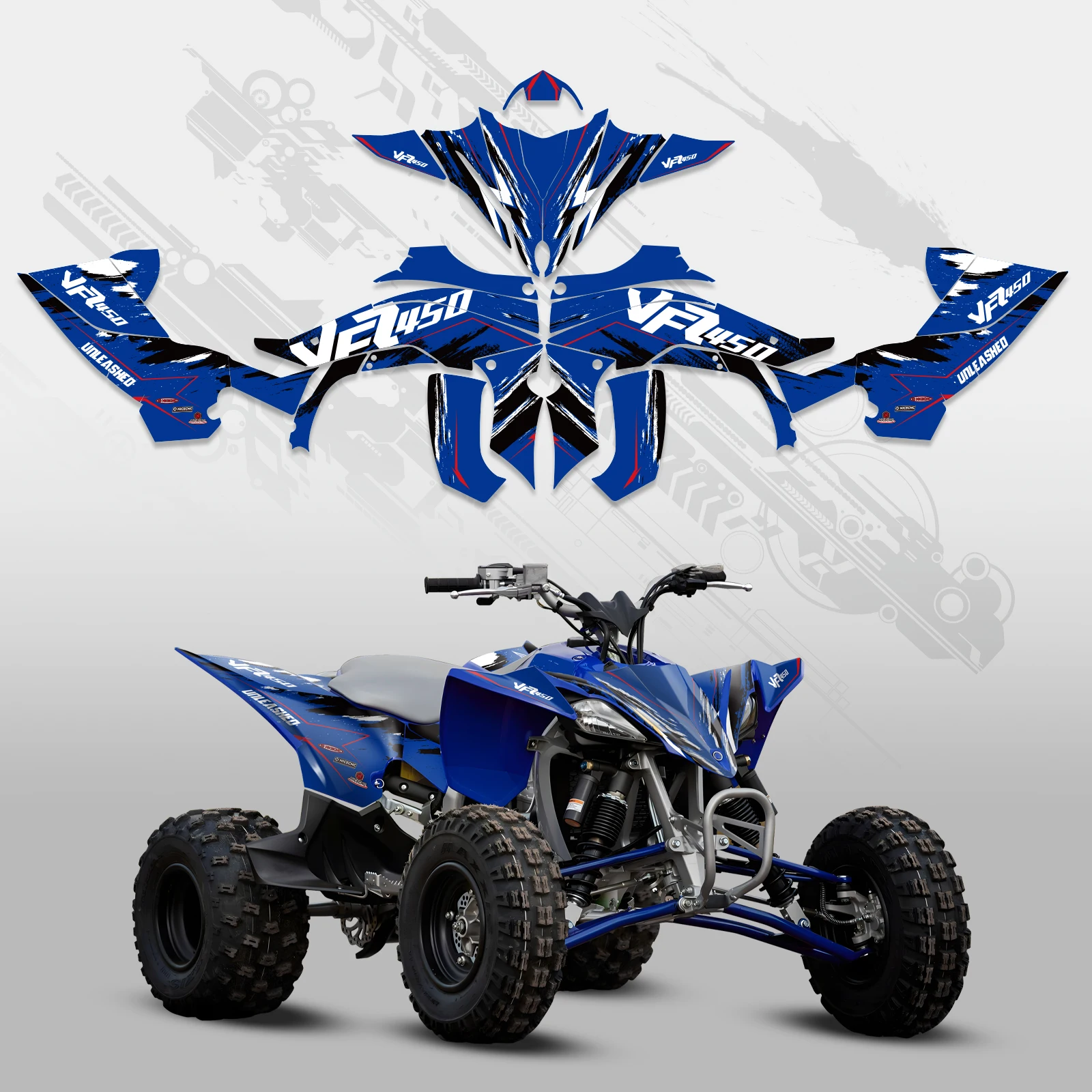 NICECNC لياماها YFZ450R YFZ 450R 2014-2022 2021 2020 2019 دراجة نارية ATV الرسم خلفية الشارات مجموعة ملصقات تخصيص