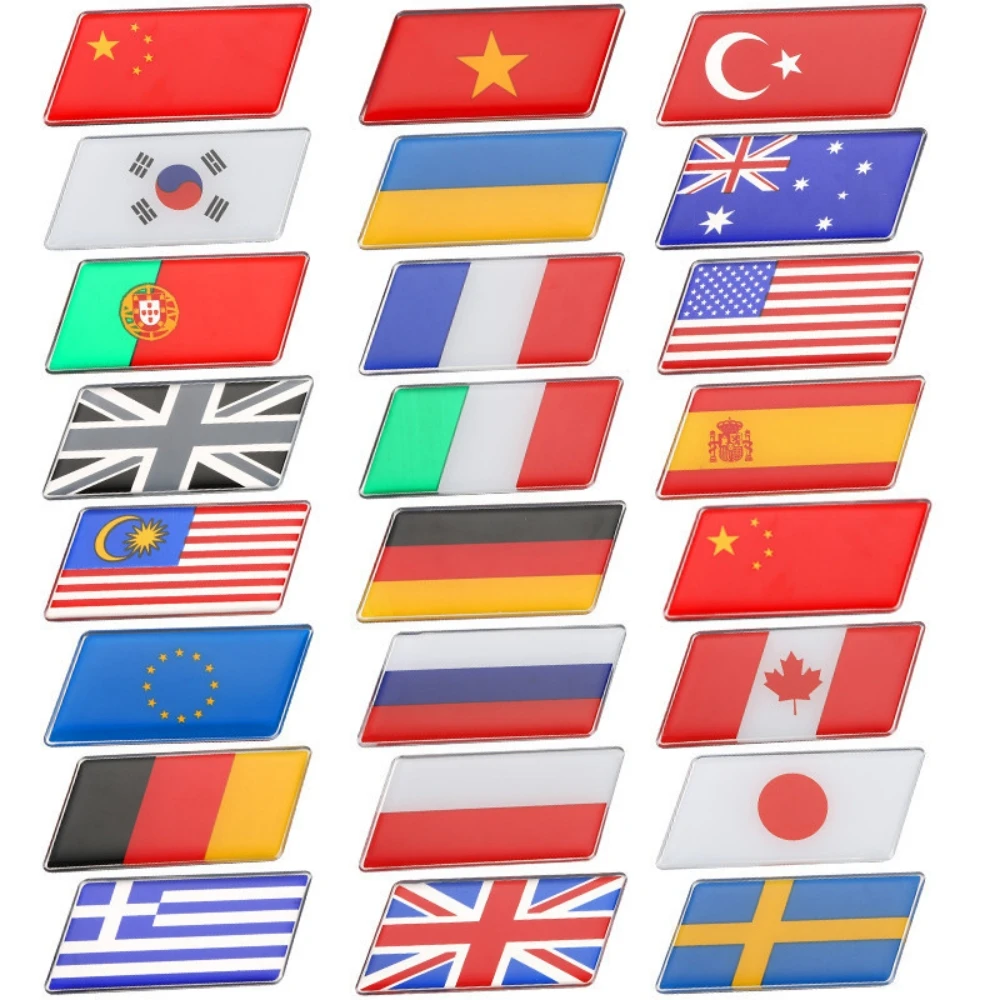 

1Pcs ABS China England Russia German Spain France America Flag Badge Sticker For Car Rear Trunk Wing Fender Emblem Accessories