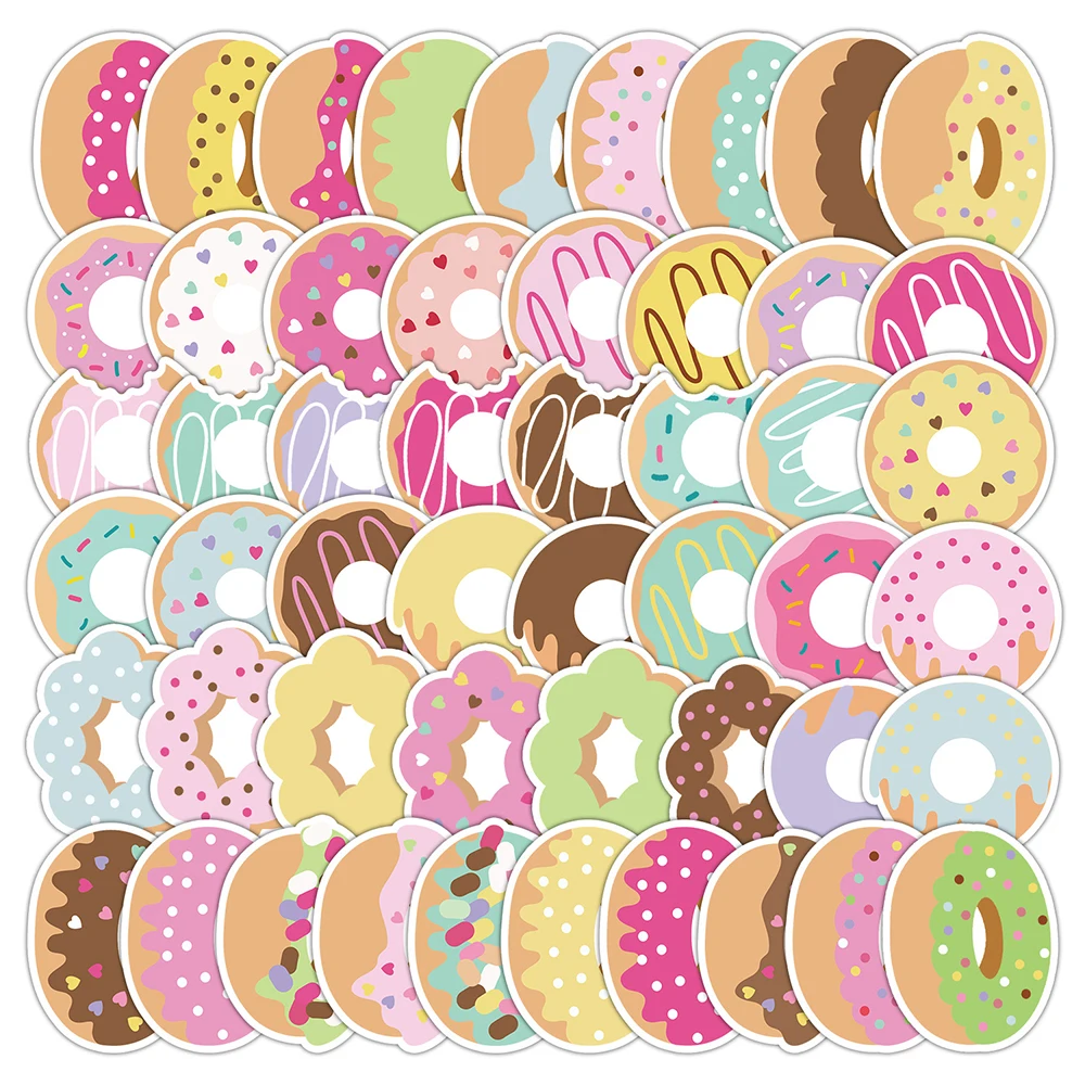 

10/30/50pcs Donuts Cartoon Stickers National Doughnut Day Decals DIY Fridge Notebook Phone Graffiti PVC Cute Sticker for Kid Toy