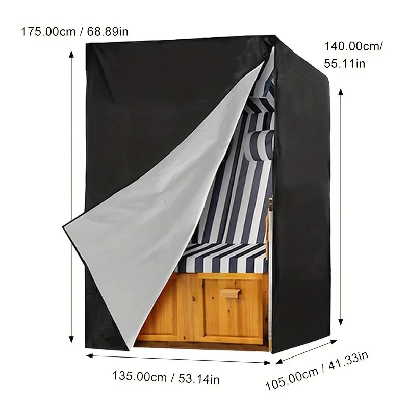1‑Piece Black Outdoor Furniture Cover, Universal Protector for Beach Chair, Garden Swing & Patio Rocking Chair